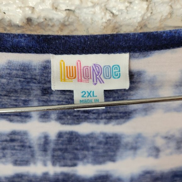 Lularoe Womens Dress 2XL Plus Short Sleeve Blue Tie Dye Poly Blend TIE23E - Picture 11 of 12